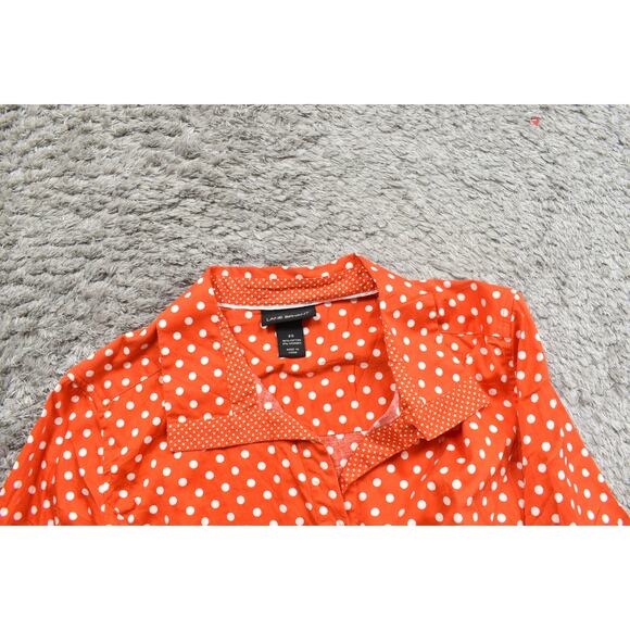Lane Bryant Orange Button-Up Top Plus Size 20 Cotton 3/4 Sleeve Polka Dot - Picture 7 of 7